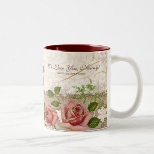 Ich liebe dich Nanny, Vintage Englische Rosen Tass Zweifarbige Tasse