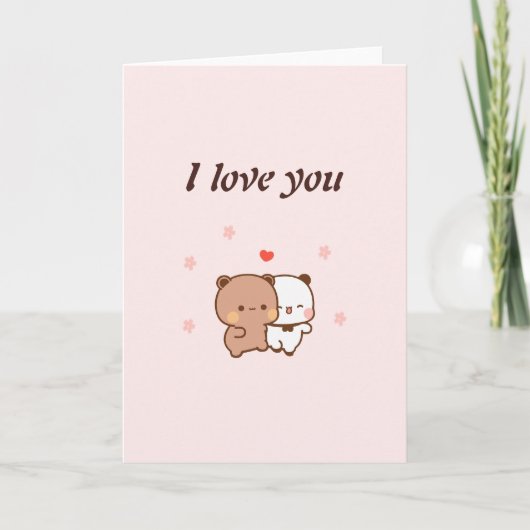 Ich Liebe dich, Niedliches Paar Cartoon Karte (Vorderseite)