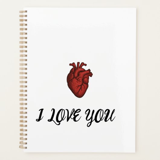 "ICH LIEBE DICH"-Notizbuch mit anatomischer Herz-G Planer (Vorderseite)