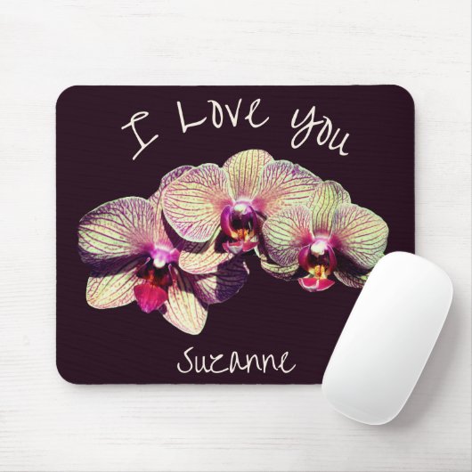 Ich liebe dich Orchideen-Blumen-Trio Personalisier Mousepad (Mit Mouse)
