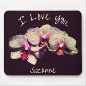 Ich liebe dich Orchideen-Blumen-Trio Personalisier Mousepad (Vorne)