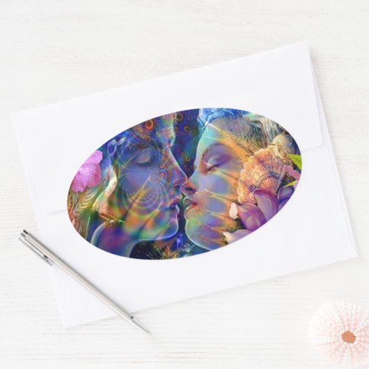 Ich Liebe dich Ovaler Aufkleber (Umschlag)