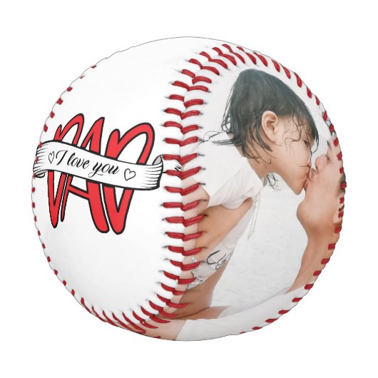 Ich liebe dich Papa Vatertag Foto Baseball (Schrägansicht)
