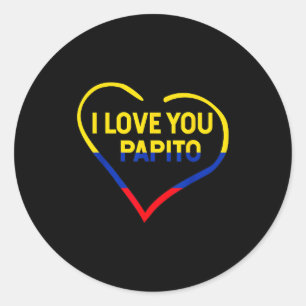 Ich liebe dich Papito Bandera Kolumbien Flagge Glü Runder Aufkleber