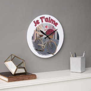 Ich liebe dich Paris Liebeszitat Valentinstag in F Große Wanduhr
