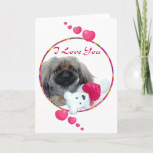 Ich liebe dich Pekingese Welpe Feiertagskarte