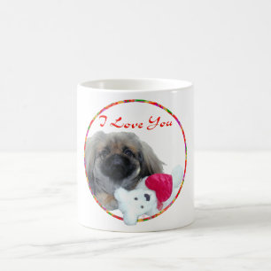 Ich liebe dich Pekingese Welpe Kaffeetasse