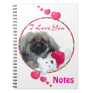 Ich liebe dich Pekingese Welpe Notizblock