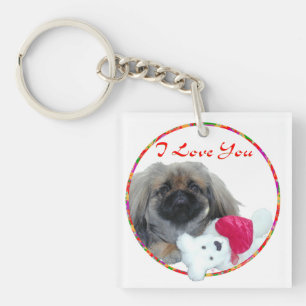 Ich liebe dich Pekingese Welpe Schlüsselanhänger