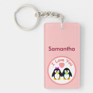 Ich liebe dich, Pinguin, Personalisiert Schlüsselanhänger