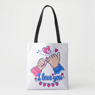 Ich liebe dich Pinky-Versprechen Süße Herzen Tasche