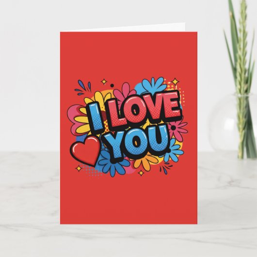 Ich liebe dich Pop Art Design Karte (Vorderseite)