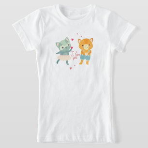Ich liebe dich Postkarte mit Katzen Süße romanti T-Shirt