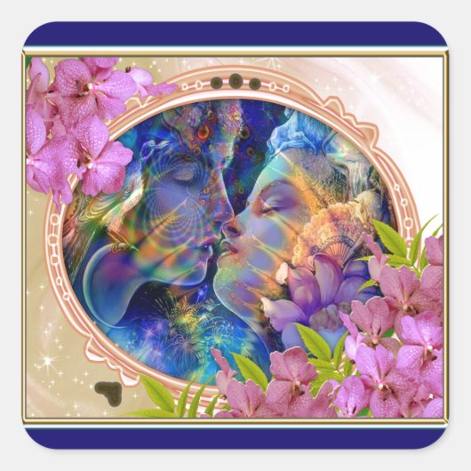 Ich Liebe dich Quadratischer Aufkleber (Vorderseite)