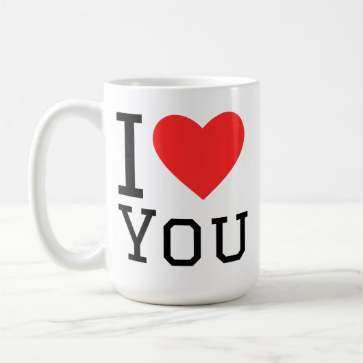 Ich liebe dich quadratischer Aufkleber Kaffeetasse (Links)