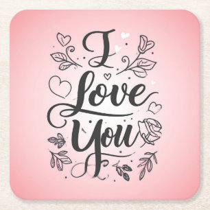 Ich liebe dich  rechteckiger pappuntersetzer