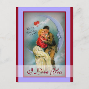 Ich liebe dich Romantische Vintage-Valentins-Kuppe Feiertagspostkarte