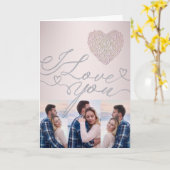 Ich liebe dich rosa Herz Foto Collage Karte (Gelbe Blume)
