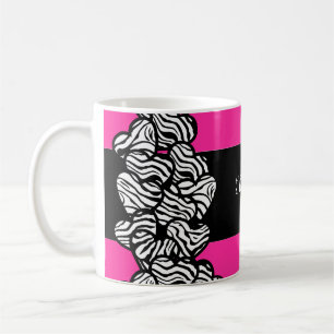 Ich liebe dich rosa schwarz weiß Zebra Herz Muster Kaffeetasse