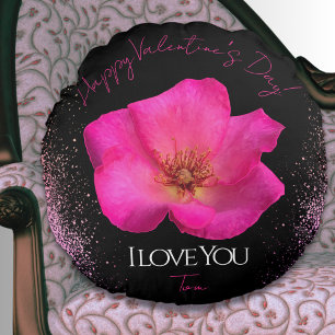 Ich liebe Dich - Rose - Personalisierter Valentins Rundes Kissen