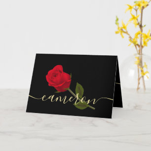 ich liebe dich Rote Rose auf schwarzem und goldene Karte
