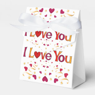 ICH LIEBE DICH Rotes Herz Goldene Schleife Vintage Geschenkschachtel