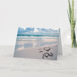 Ich liebe dich, Sand Schreiben am Strand Karte