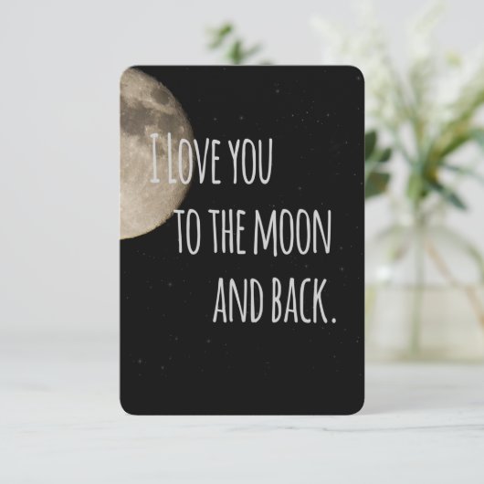 Ich Liebe dich Save the Date zum Mond und zurück Einladung (Stehend Vorderseite)