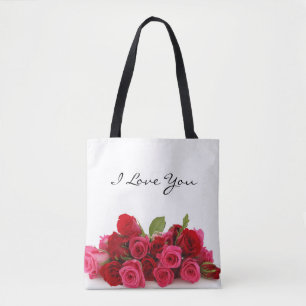 Ich liebe dich Schatz rote und rosa Rosen Tasche