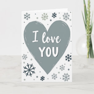 Ich liebe dich Schneeflocken Winter Herz Karte