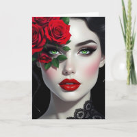 Ich liebe Dich | Schöne Frau mit roter Rose