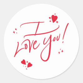 Ich liebe Dich Schrift Rot Handgeschriebene Typogr Runder Aufkleber