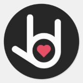 Ich Liebe dich, Schwarz. Runder Aufkleber (Vorderseite)