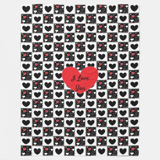 Ich Liebe dich, Schwarz-Weiß-Fleece-Blankon Fleecedecke (Vorderseite)