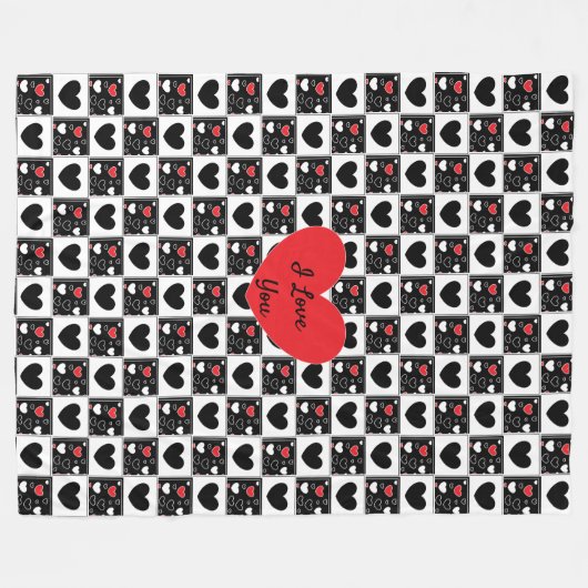 Ich Liebe dich, Schwarz-Weiß-Fleece-Blankon Fleecedecke (Vorderseite (Horizontal))