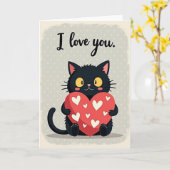 Ich liebe dich schwarze Katze Karte (Gelbe Blume)