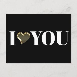 Ich liebe dich schwarzes goldenes Herz moderne Typ Postkarte