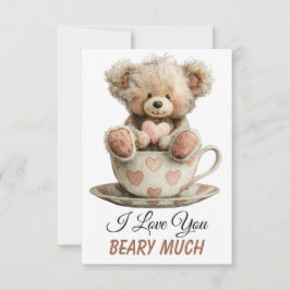 Ich liebe dich sehr auf Postkarte mit Bär im Beche