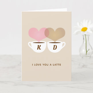 Ich liebe dich sehr Custom Monogram Initialen Kaff Karte