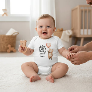 Ich liebe dich sehr, Papa Bär Herzballon Baby Strampler