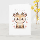 Ich liebe dich sehr, süße kleine Puchi Dōshi-Hirsc Karte (Gelbe Blume)