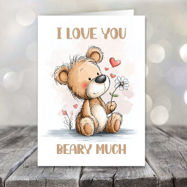 Ich liebe dich sehr Teddybär Valentinstag Feiertagskarte