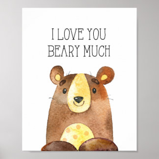Ich liebe dich sehr, Wald-Bären-Kinderzimmer-Kunst Poster