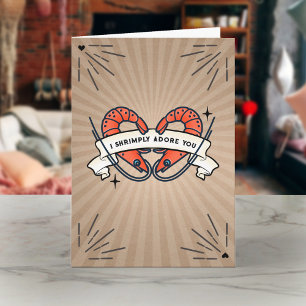 Ich liebe dich Shrimp-Tattoo zum Valentinstag Karte
