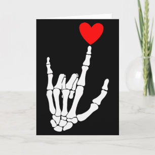 Ich liebe dich Skelett-Handzeichen Asl Herz Valent Karte