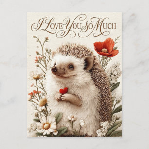 Ich liebe dich so sehr: Igel-Herz-Design Feiertagspostkarte