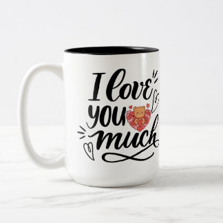 Ich liebe dich so sehr Kalligrafie-Herz-Kaffeetass Zweifarbige Tasse