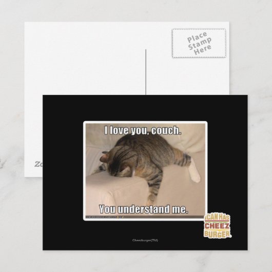 Ich Liebe dich, Sofa. Postkarte (Vorne/Hinten)