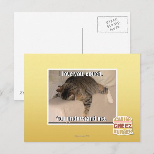 Ich Liebe dich, Sofa. Postkarte (Vorne/Hinten)