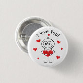 Ich liebe dich Stockfigur Süße Herzen Button (Vorne & Hinten)